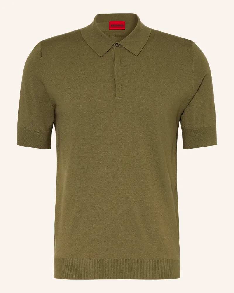 HUGO BOSS Strick-Poloshirt San Peter gruen Oliv