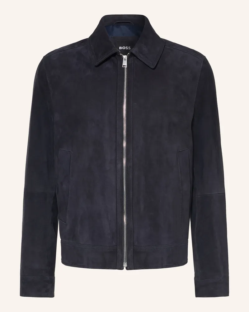 HUGO BOSS Lederjacke Malbano blau Dunkelblau