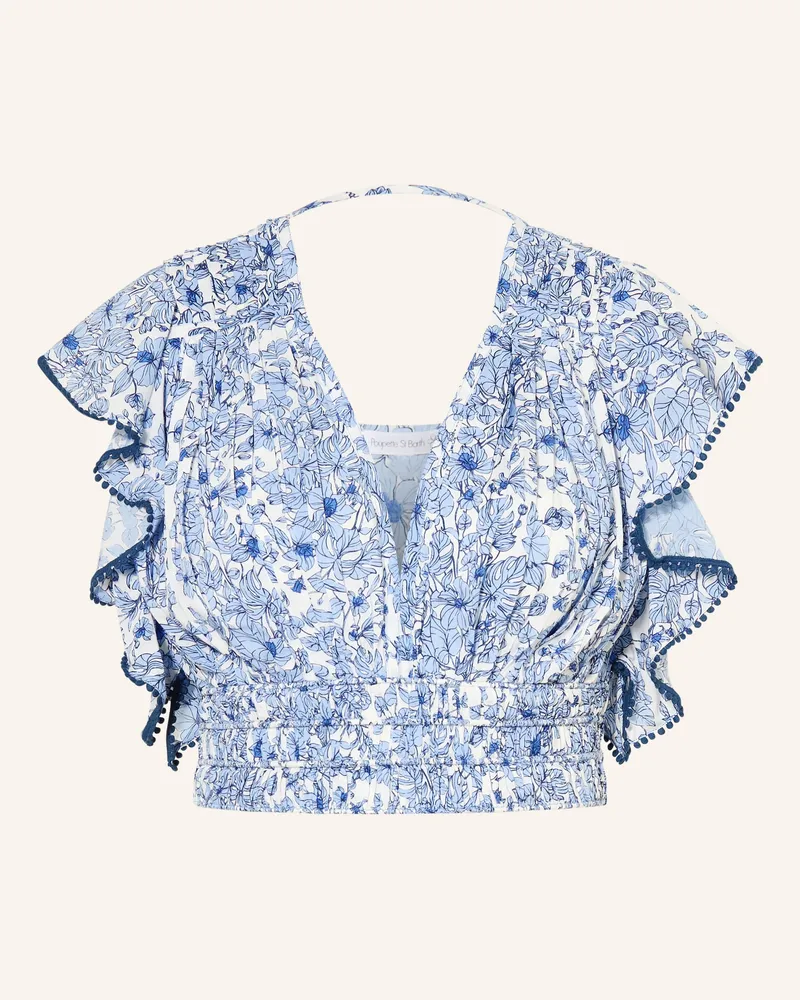Poupette St Barth Cropped-Top Pearl Mit Volants blau Blau