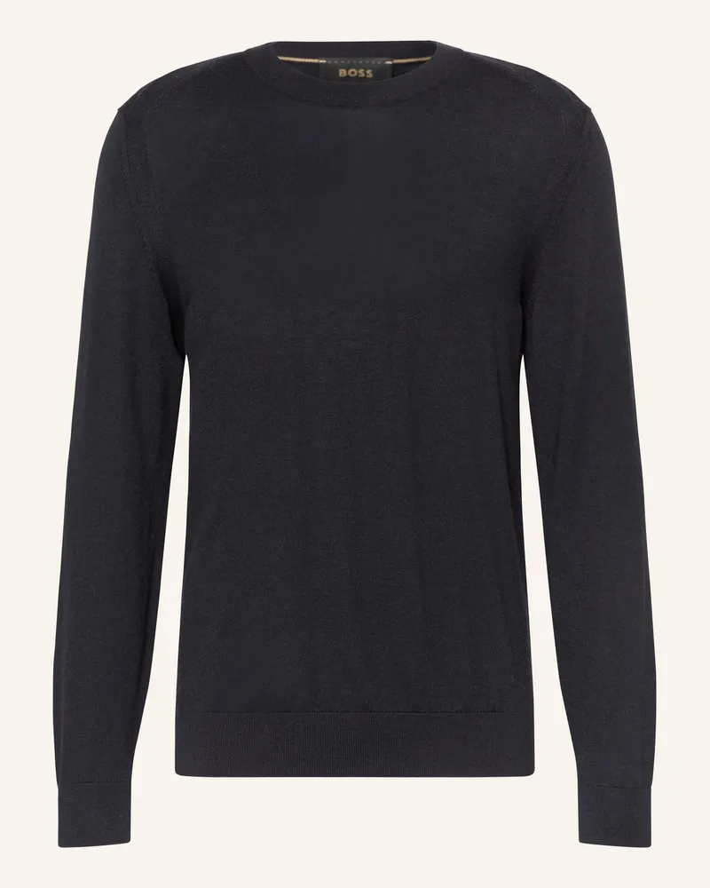 HUGO BOSS Pullover OVERO mit Seide und Cashmere Dunkelblau