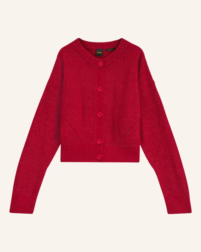 HUGO BOSS Strickjacke C_Fernard_1 Relaxed Fit rot Rot