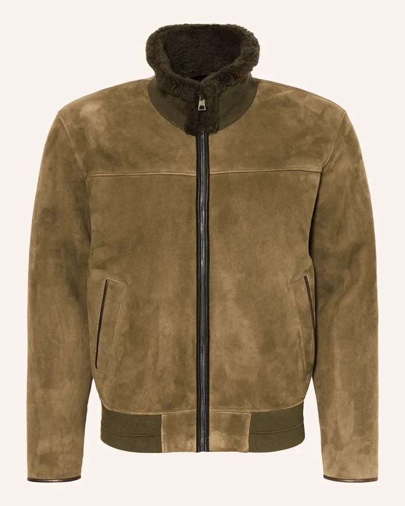 Manzoni 24 Lederjacke gruen Khaki