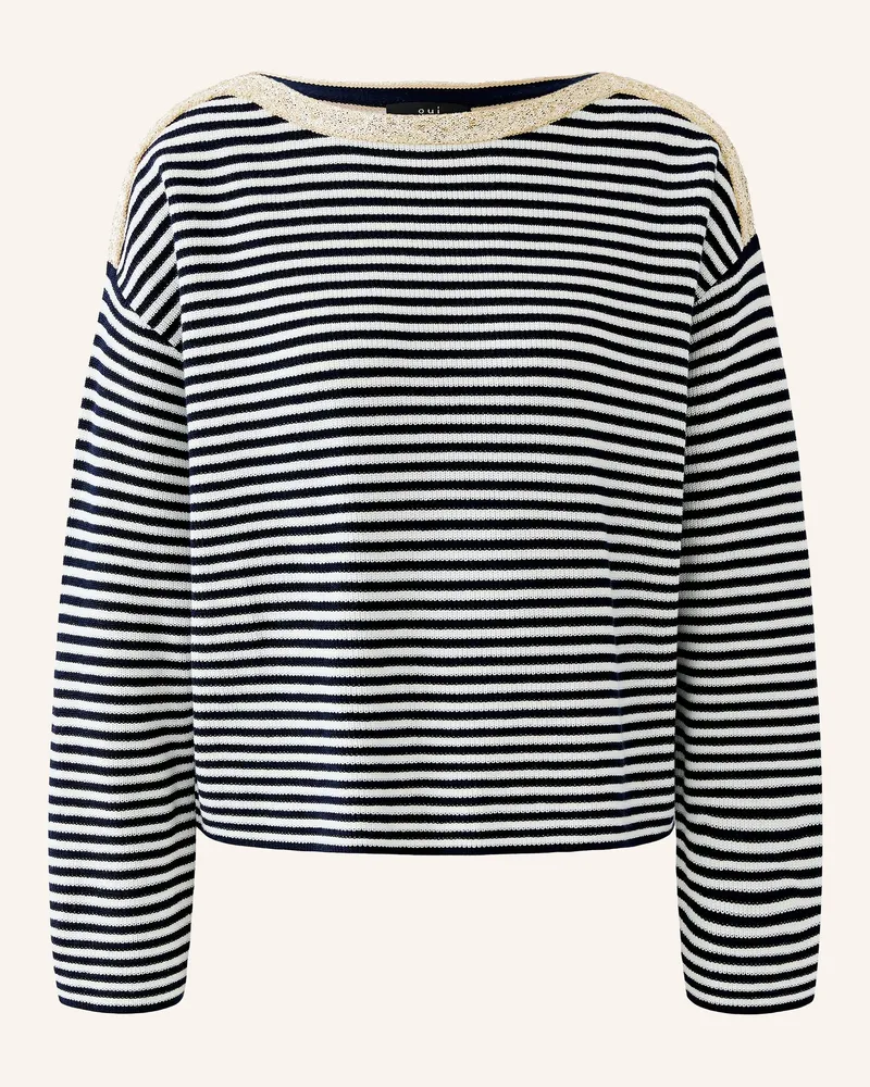 Oui  Pullover mit Pailletten Dunkelblau