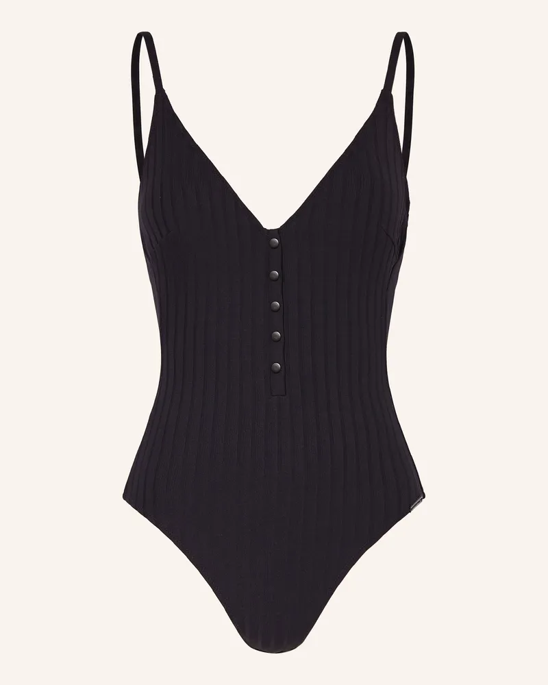 watercult Badeanzug Henley Rib schwarz Schwarz