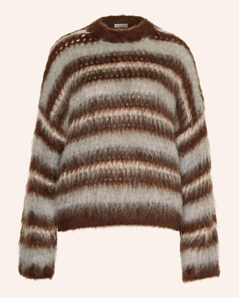 Brunello Cucinelli Mohair-Pullover Dunkelbraun