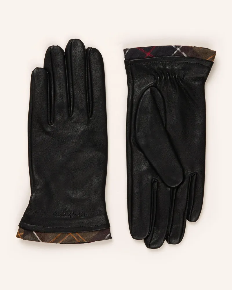 Barbour Lederhandschuhe TARTAN Schwarz