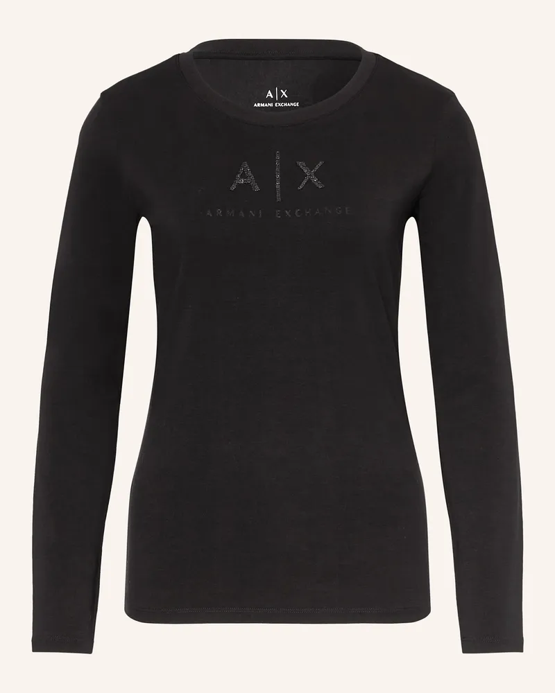 Armani Exchange Longsleeve mit Schmucksteinen Schwarz