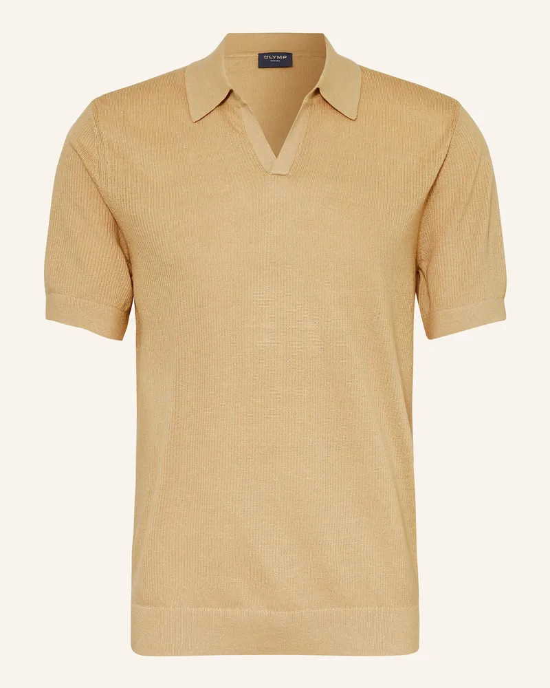 Olymp Strick-Poloshirt Casual comfort fit Beige
