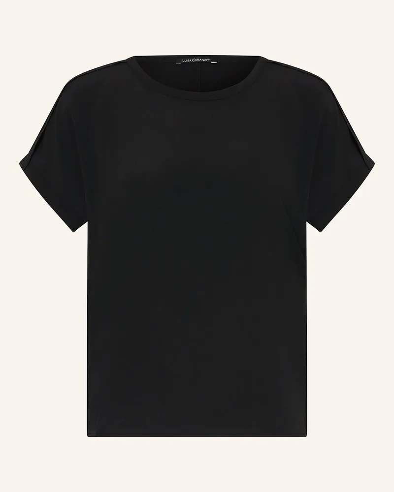 Luisa Cerano T-Shirt mit Seide Schwarz