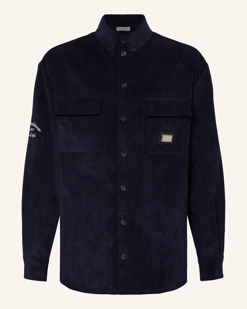 Dolce & Gabbana Cordhemd blau Dunkelblau