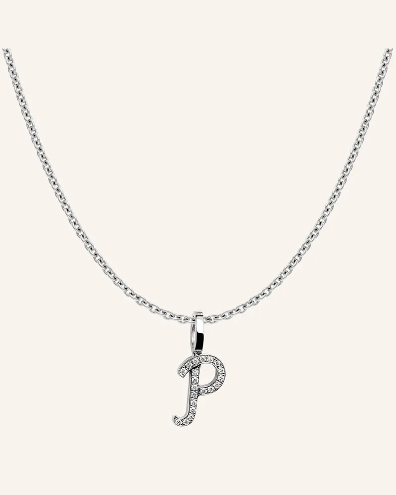 CADA Kette TINY DIAMOND LETTER P Weissgold