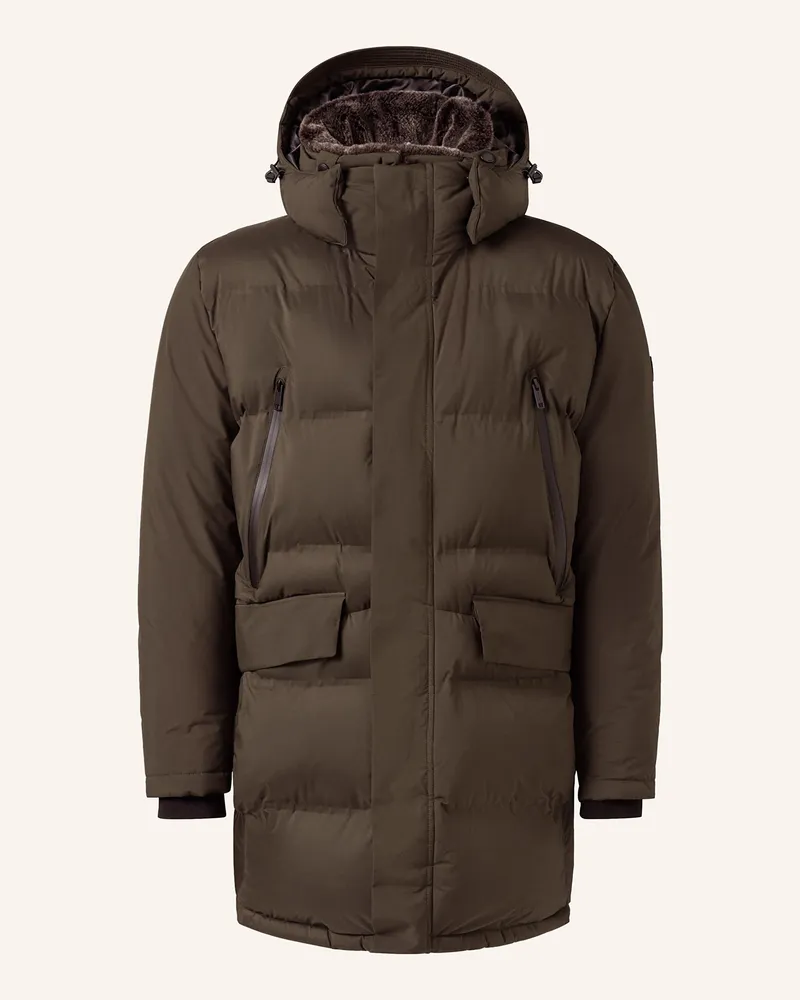 Strellson Steppmantel AMBIENCE mit abnehmbarer Kapuze Khaki