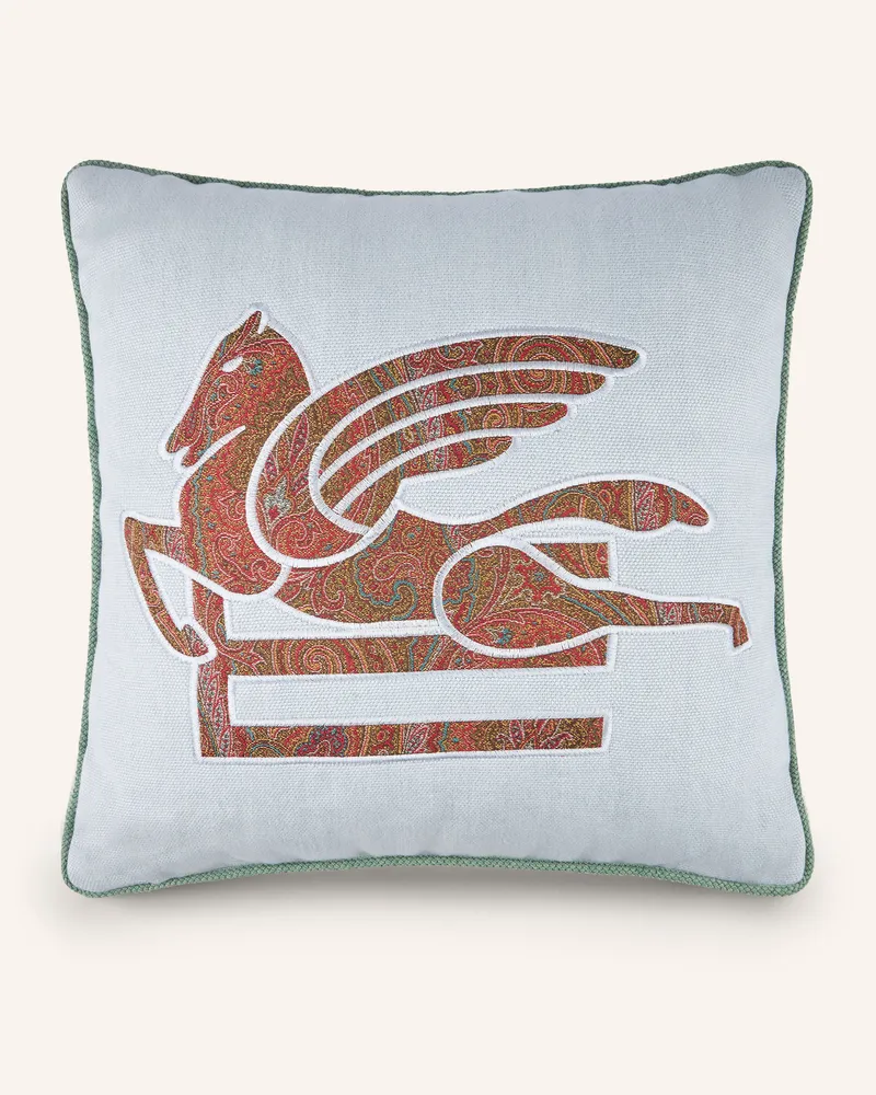 Etro Dekokissen Aus Leinen blau Hellblau