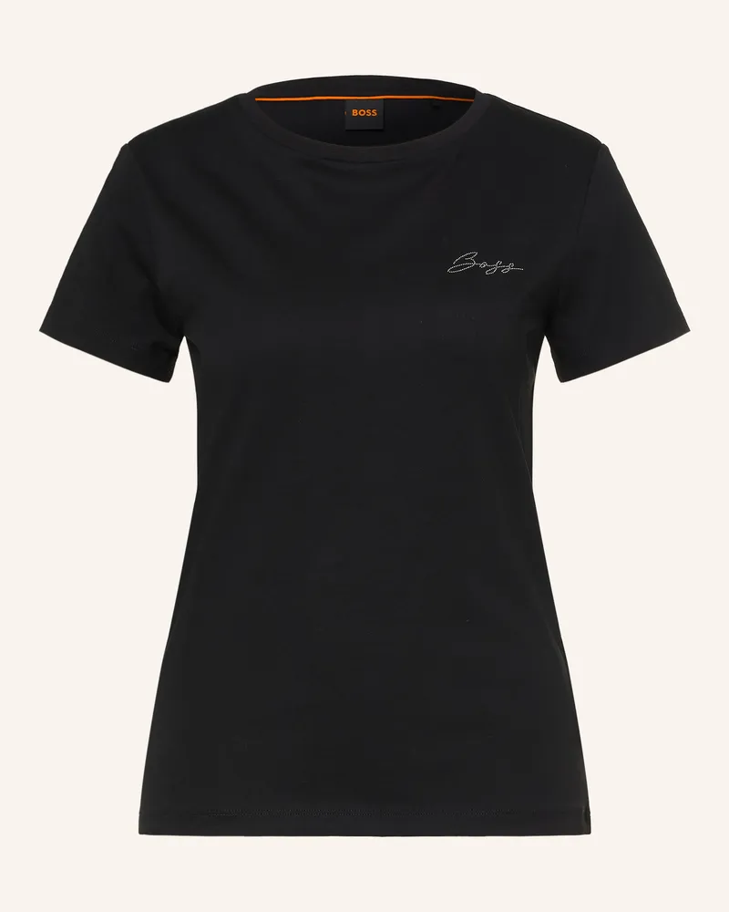 HUGO BOSS T-Shirt Elove Mit Schmucksteinen schwarz Schwarz