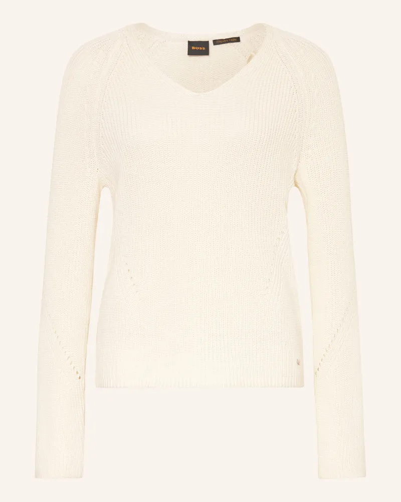 HUGO BOSS Pullover Fardellina weiss Ecru