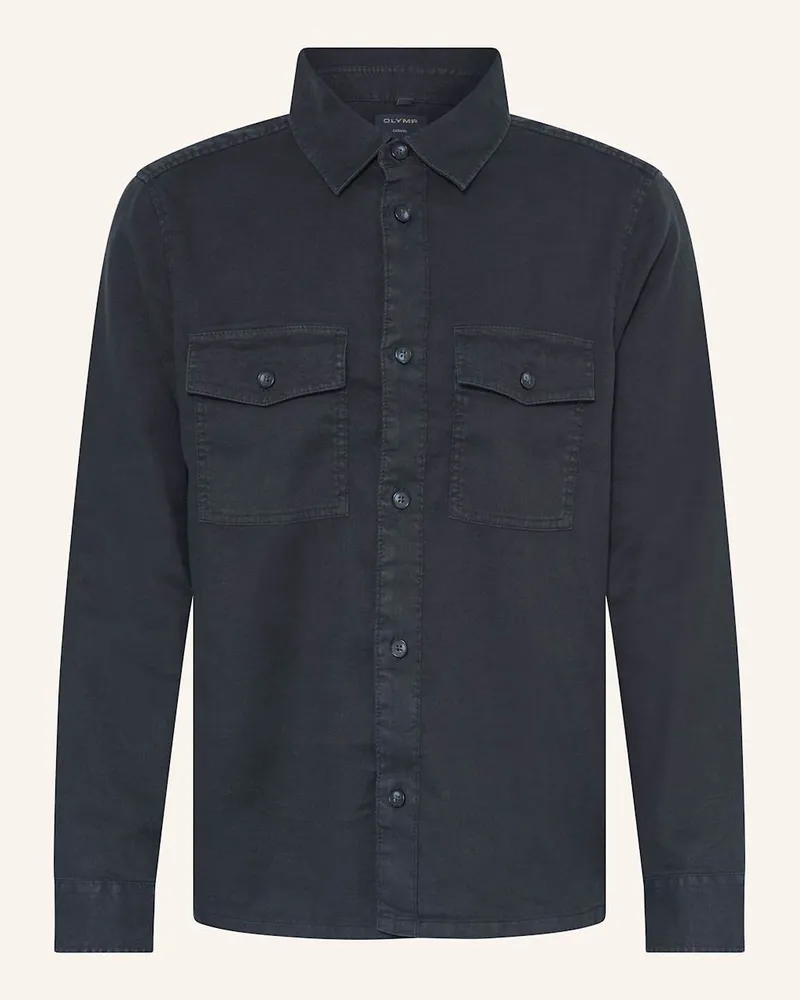 Olymp Overshirt Casual regular fit mit Leinen Blau