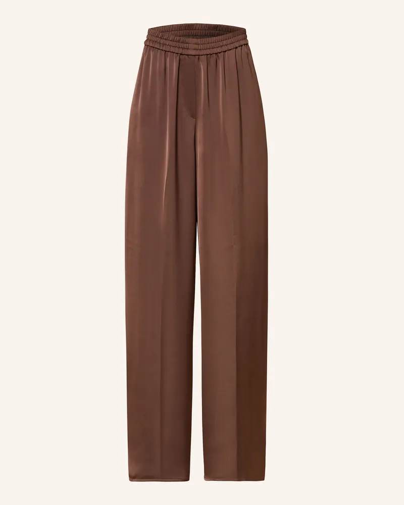 HUGO BOSS Marlenehose HASABELLA aus Satin Dunkelbraun