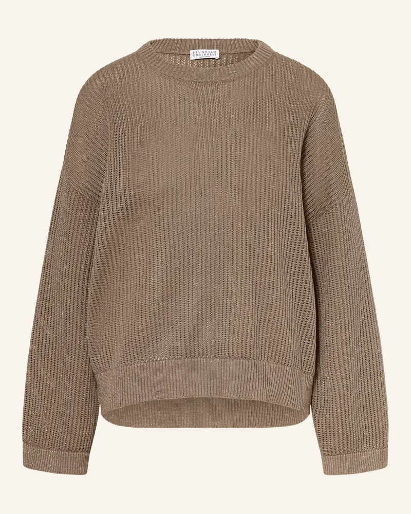 Brunello Cucinelli Pullover Mit Glitzergarn braun Taupe
