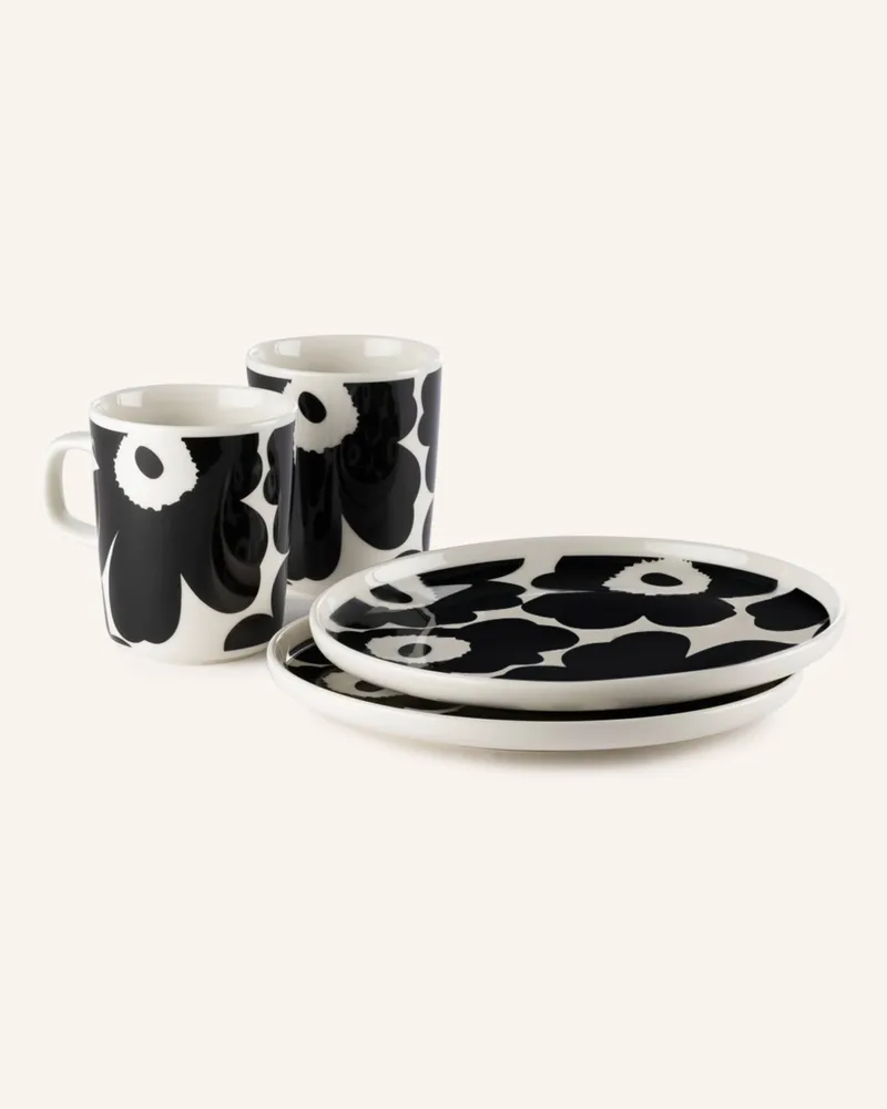 Marimekko 4-tlg. Frühstücksset OIVA/UNIKKO Schwarz