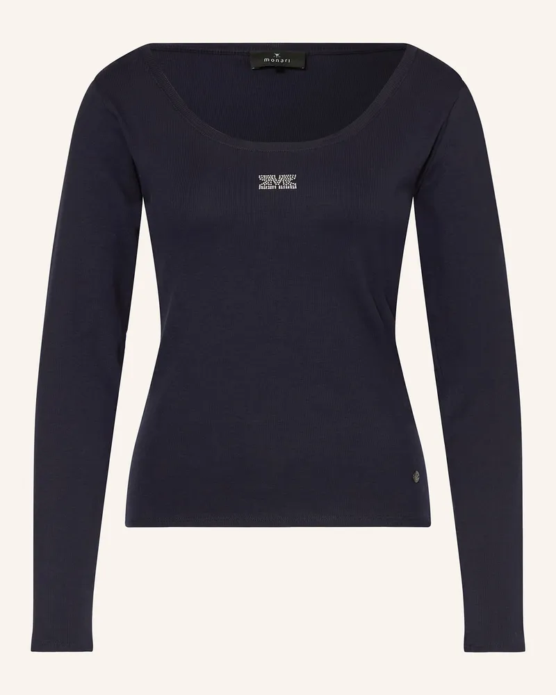 monari Longsleeve mit Schmucksteinen Dunkelblau