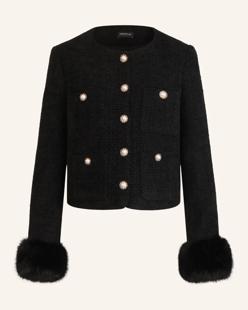 Apart Boucléblazer schwarz Schwarz