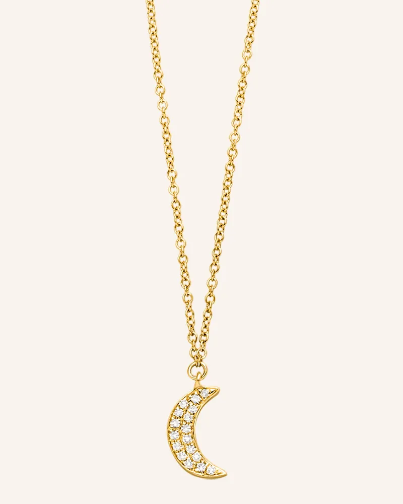 Leaf Halskette HALBMOND aus 18 Karat Gelbgold mit Diamanten Gold