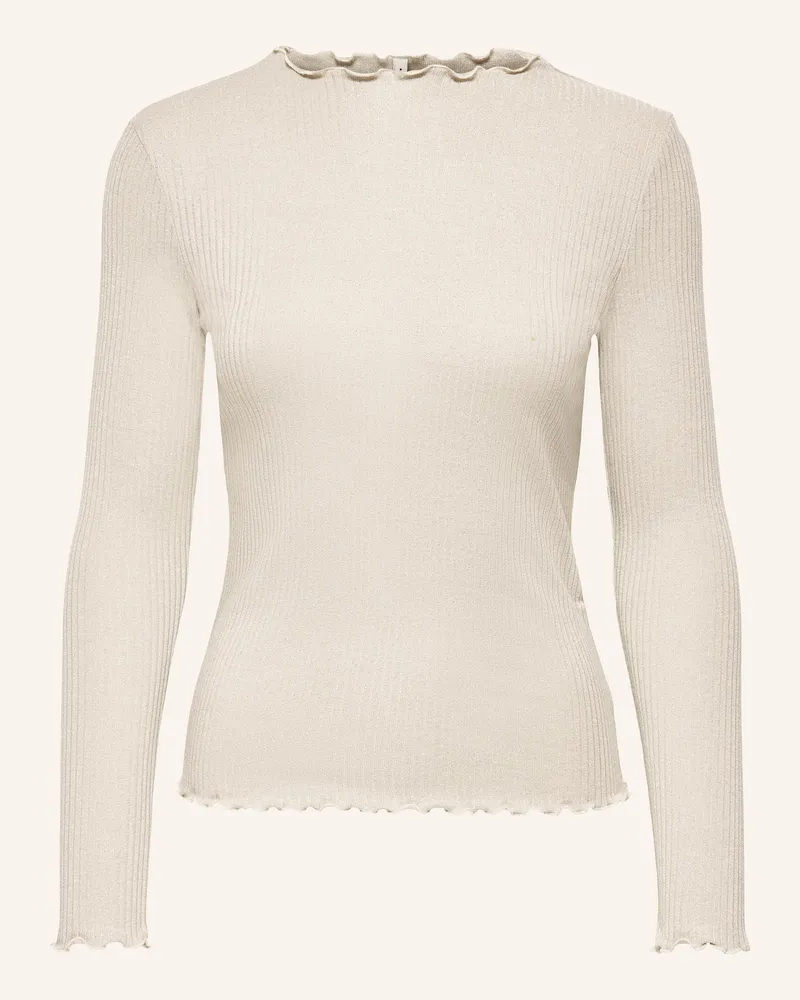 only Longsleeve mit Glitzergarn Hellbraun