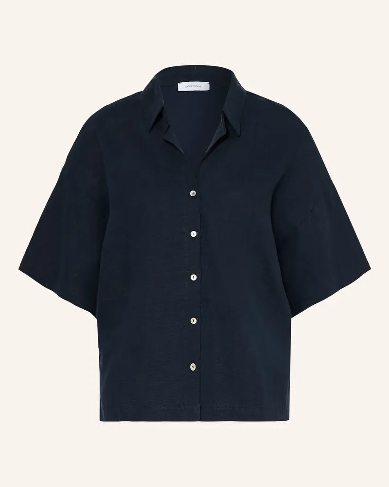 Darling Harbour Hemdbluse Im Materialmix Mit Leinen blau Navy