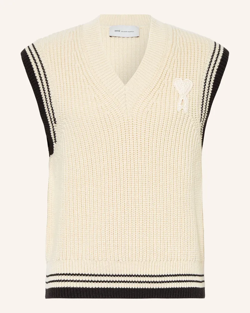 AMI Paris Pullunder weiss Creme