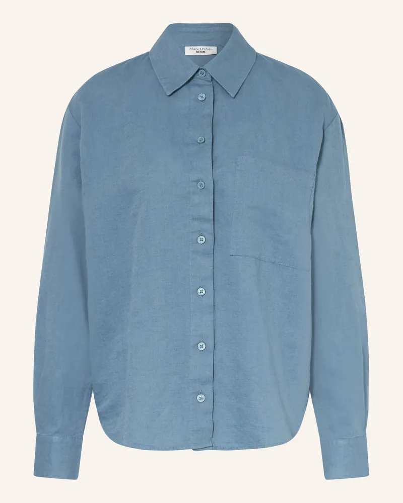 Marc O'Polo Hemdbluse Mit Leinen blau Blau