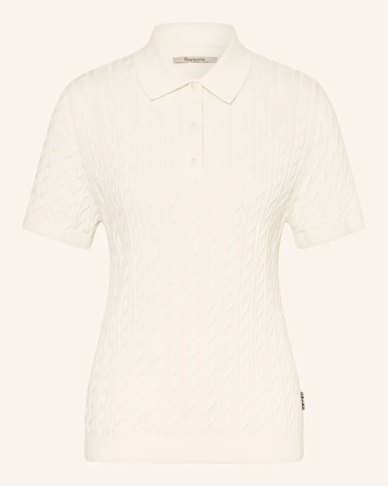 Barbour Strick-Poloshirt weiss Creme