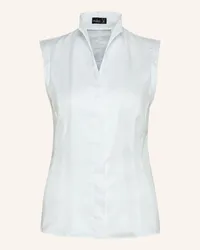 van Laack Bluse Modern Fit Ärmellos Kelchkragen Weiss