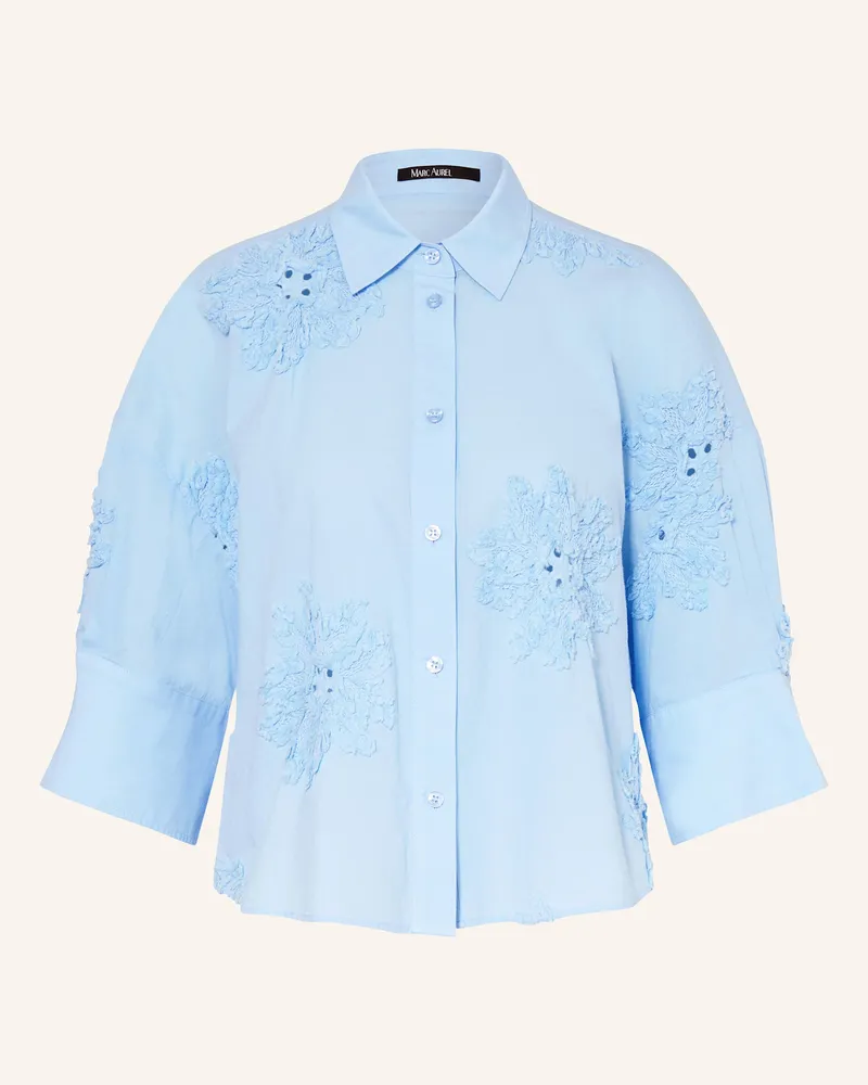MARC AUREL Hemdbluse Mit 3/4-Arm Und Lochspitze blau Hellblau