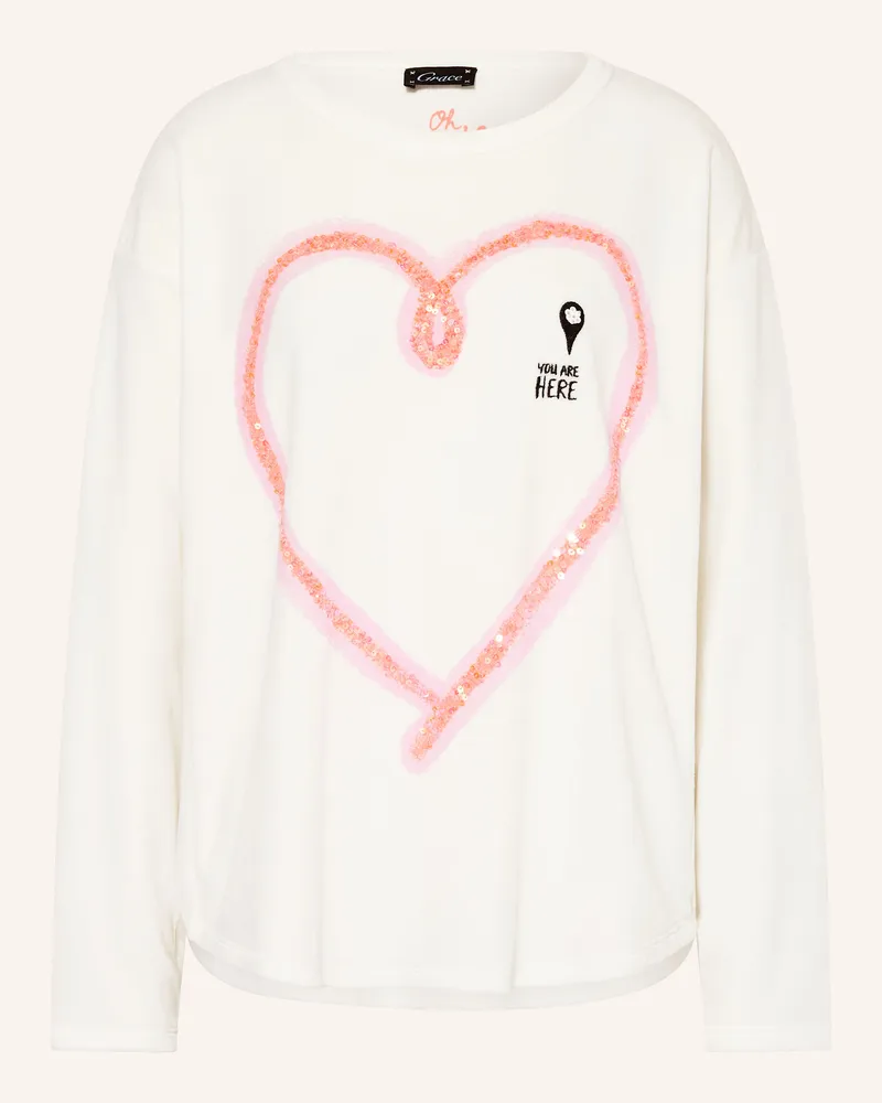 Grace Nickishirt Mit Pailletten weiss Weiss