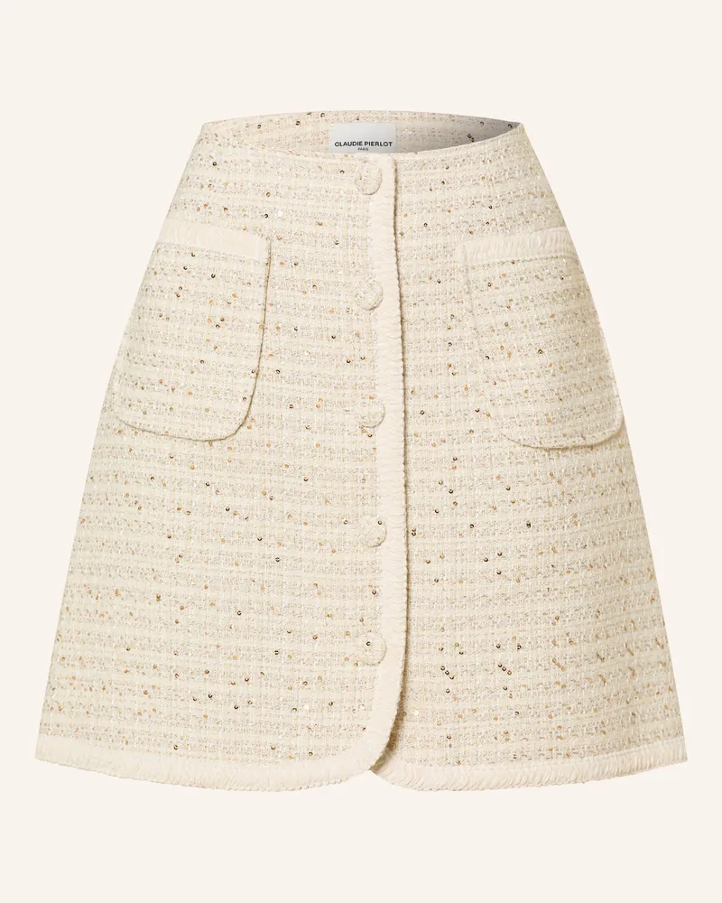 Claudie Pierlot Tweed-Rock mit Pailletten Ecru
