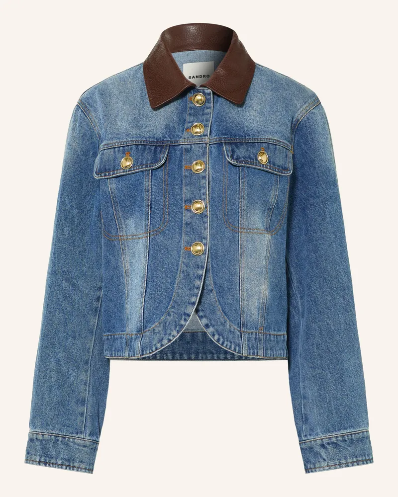 Sandro Jeansjacke Mit Leder blau 4785