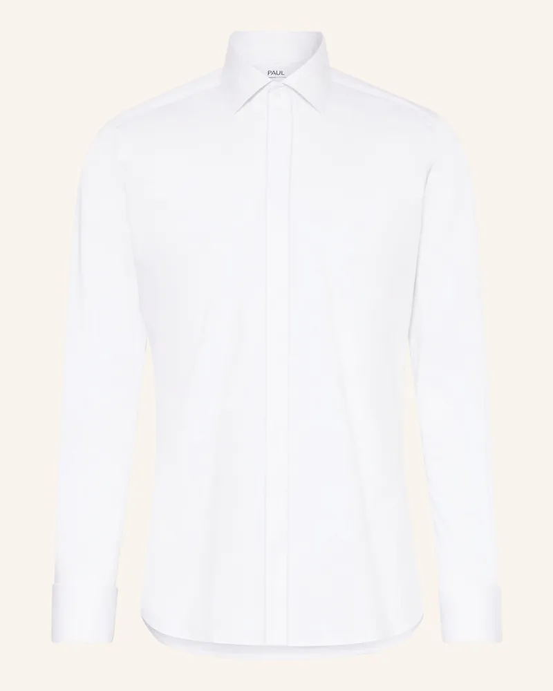 paul Hemd Slim Fit Mit Umschlagmanschette weiss Weiss