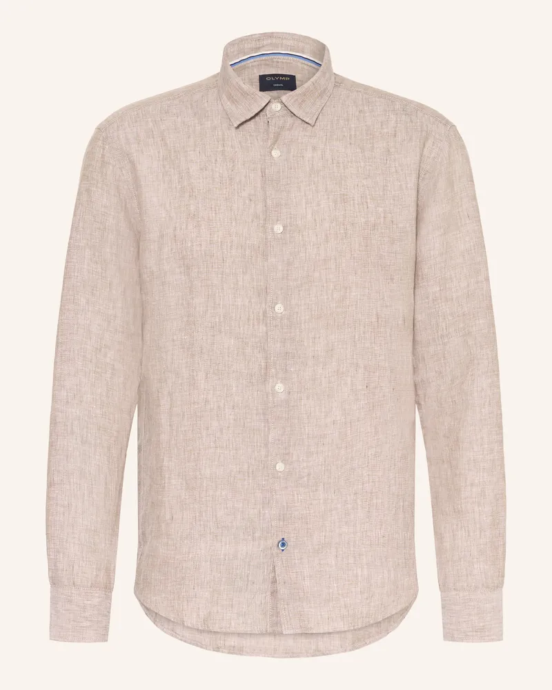 Olymp Leinenhemd Regular Fit braun Hellbraun