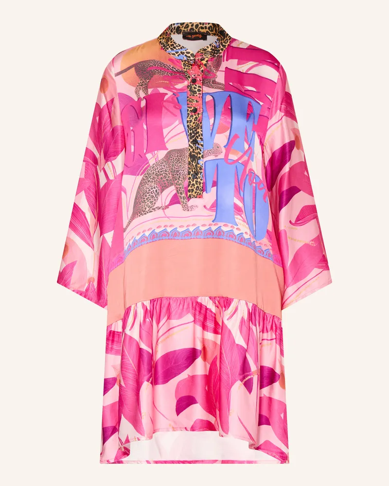 Miss Goodlife Satinkleid mit Rüschen Pink