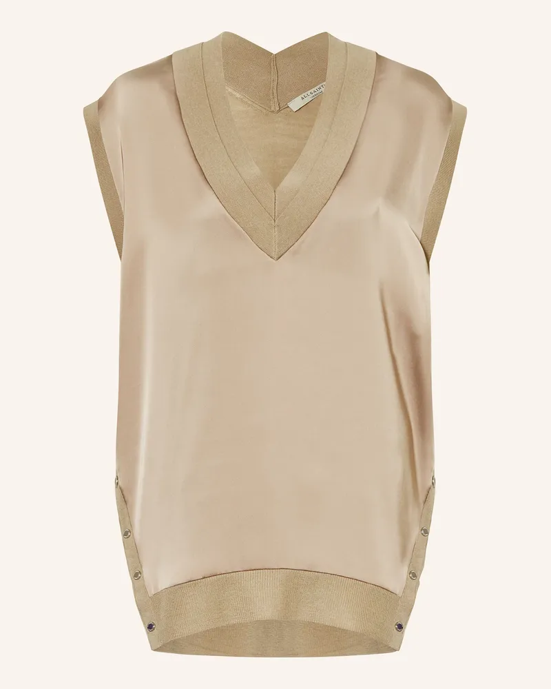 AllSaints Blusentop BERN im Materialmix Taupe