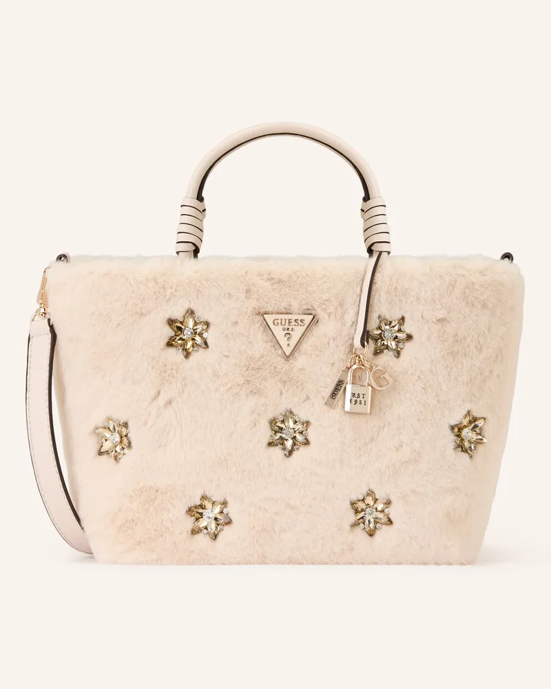 Guess Handtasche SHAIDA mit Schmucksteinen Creme