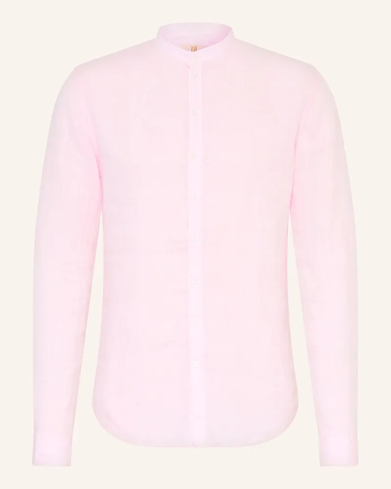 Q1 Leinenhemd Slim Relaxed Fit mit Stehkragen Rosa