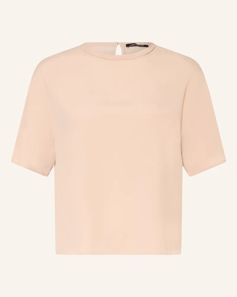 Luisa Cerano Blusenshirt Im Materialmix rosa Hellbraun