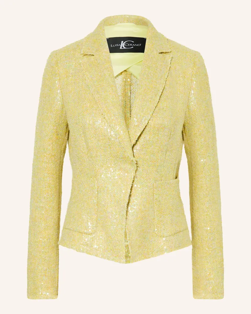 Luisa Cerano Tweed-Blazer mit Pailletten Hellgrün