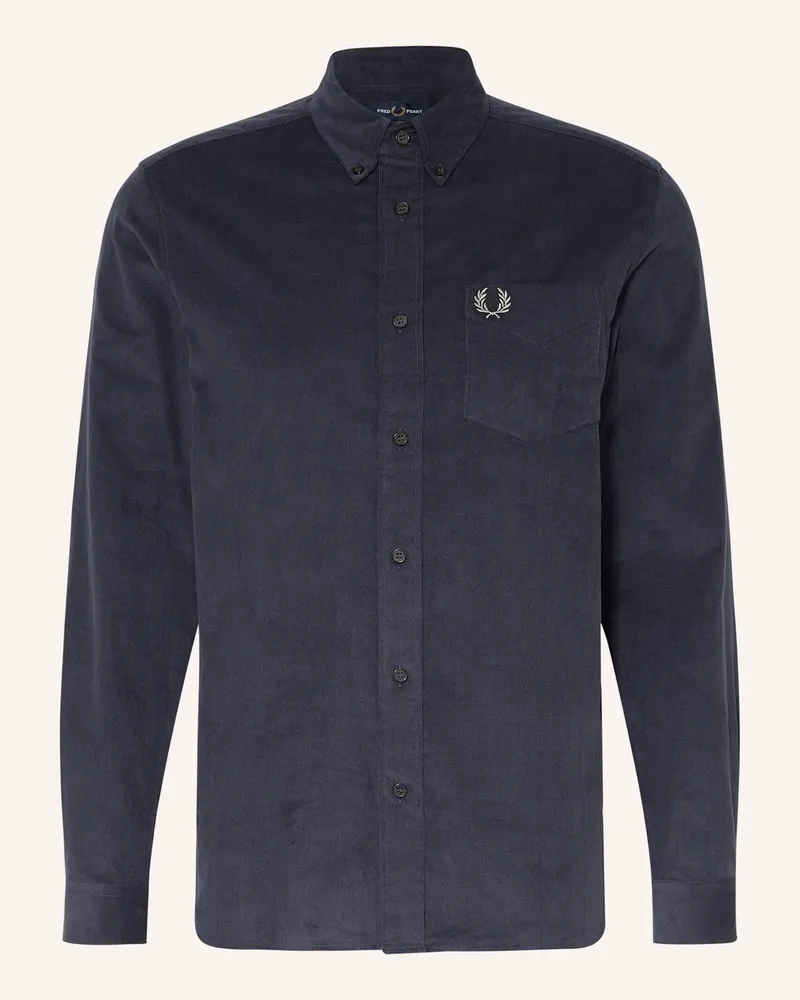 Fred Perry Cordhemd Regular Fit Dunkelblau