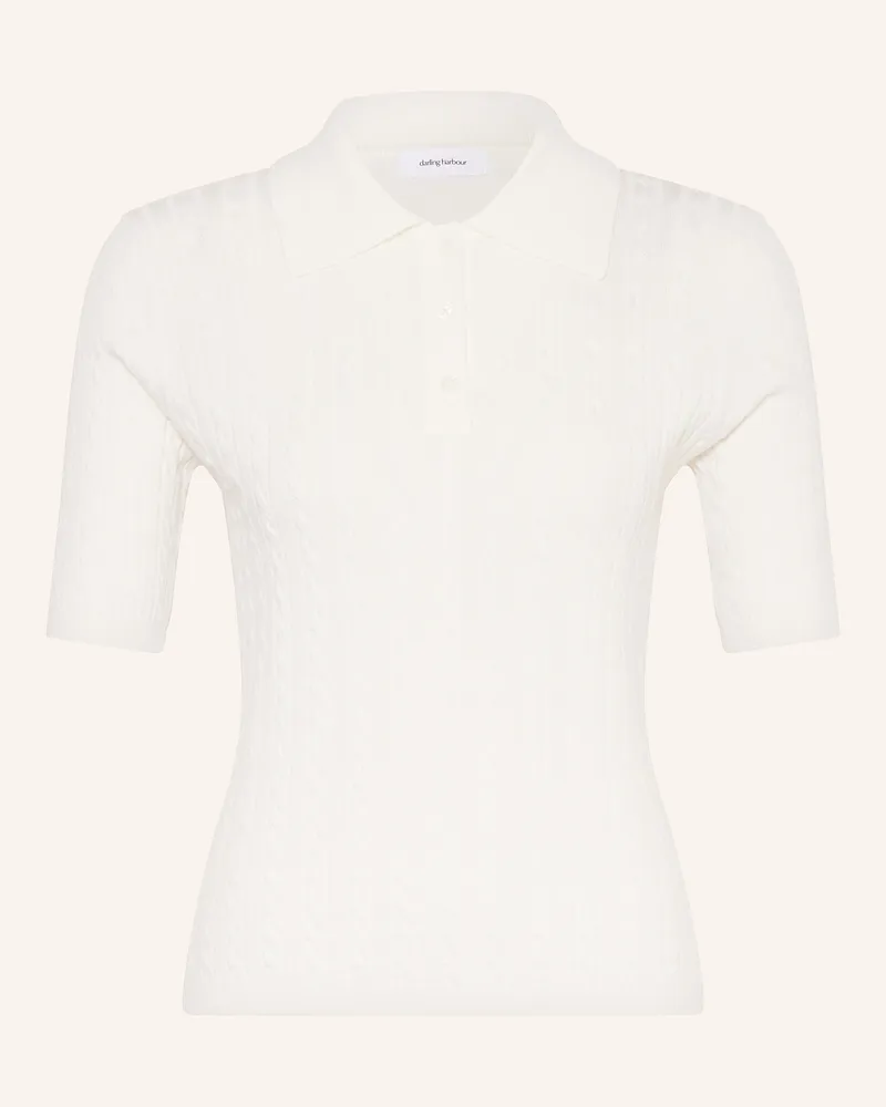 Darling Harbour Strick-Poloshirt weiss Offwhite