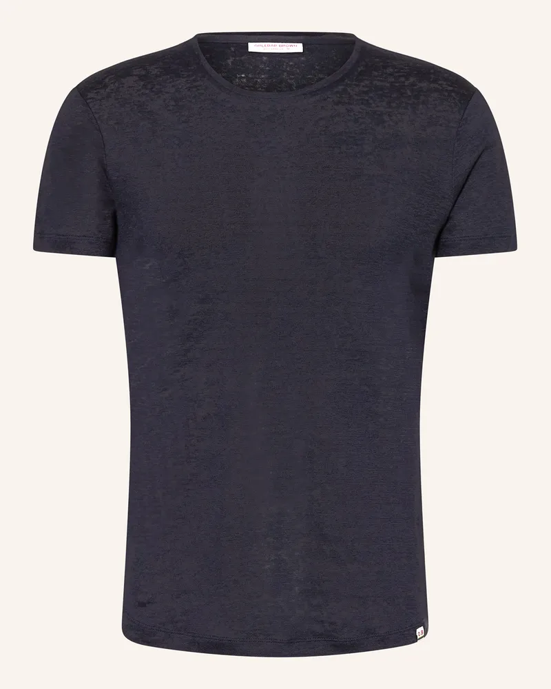 Orlebar Brown T-Shirt aus Leinen Dunkelblau