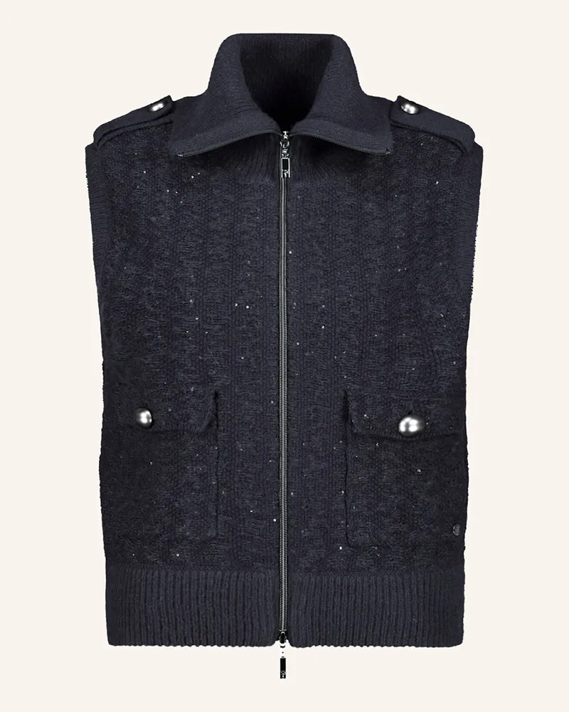 monari Strickweste mit Pailletten Dunkelblau