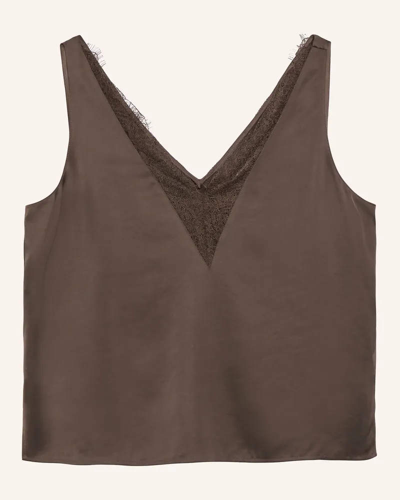 COMMA Blusentop Aus Satin braun Dunkelbraun