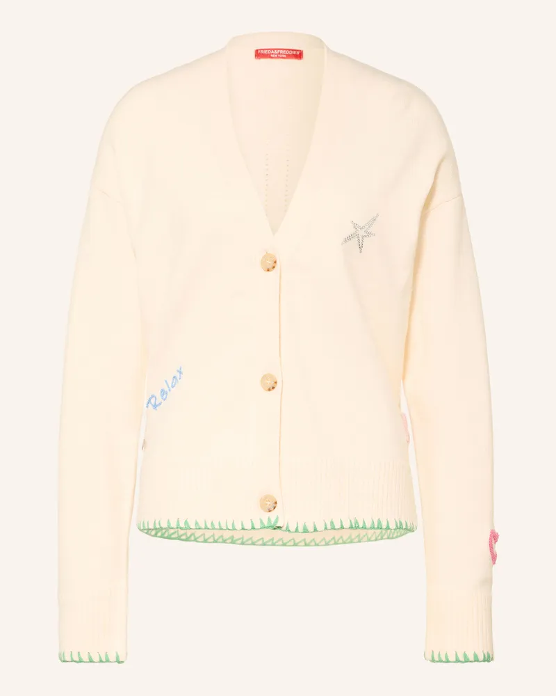 Frieda & Freddies Strickjacke Mit Schmucksteinen weiss Creme